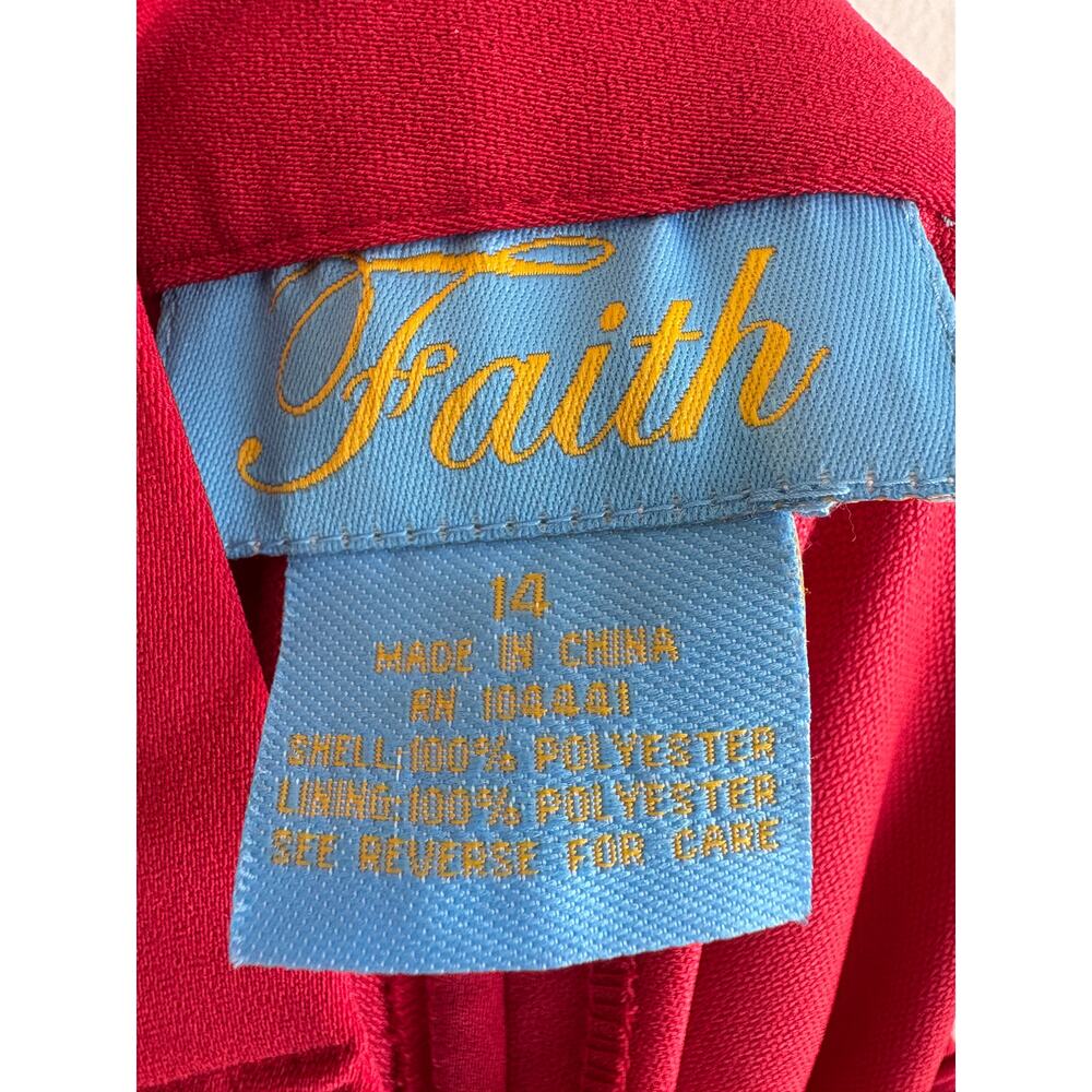 Faith Vintage Red Pant Suit Set Womens Size 14 Beaded Blazer Pants NWT - Picture 11 of 13